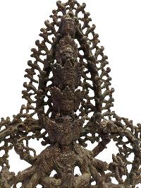 [old], Buddhist Handmade Statue Of Sahasrabhuja Avalokitesvara [gold Plated], [antique]