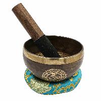 Buddhist Hand Beaten Jambati Singing Bowl, With Super Fine Etching Carving