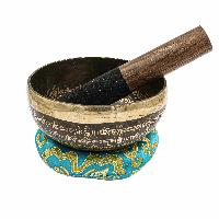 Buddhist Hand Beaten Jambati Singing Bowl, With Super Fine Etching Carving