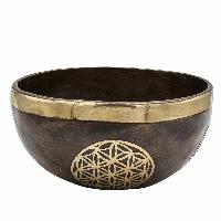 Buddhist Hand Beaten Jambati Singing Bowl, With Super Fine Etching Carving