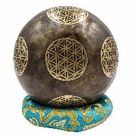 Buddhist Hand Beaten Jambati Singing Bowl, With Super Fine Etching Carving