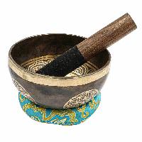 Buddhist Hand Beaten Jambati Singing Bowl, With Super Fine Etching Carving