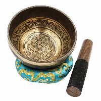 Buddhist Hand Beaten Jambati Singing Bowl, With Super Fine Etching Carving