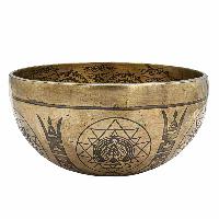 Buddhist Hand Beaten Jambati Singing Bowl, With Super Fine Etching Carving