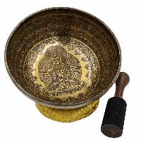 Buddhist Hand Beaten Jambati Singing Bowl, With Super Fine Etching Carving Of [shakyamuni Buddha]