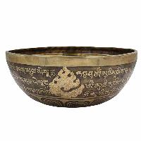 Buddhist Hand Beaten Jambati Singing Bowl, With Super Fine Etching Carving Of [shakyamuni Buddha]