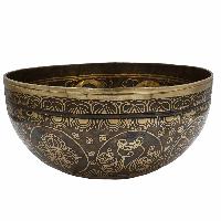 Buddhist Hand Beaten Jambati Singing Bowl, With Super Fine Etching Carving Of [amitabha Buddha]