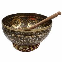 Buddhist Hand Beaten Jambati Singing Bowl, With Super Fine Etching Carving Of [amitabha Buddha]