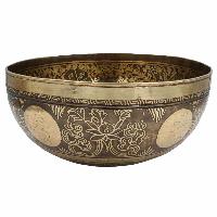 Buddhist Hand Beaten Jambati Singing Bowl, With Super Fine Etching Carving Of [green Tara]