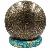 Buddhist Hand Beaten Jambati Singing Bowl, With Super Fine Etching Carving Of [padmasambhava, Guru Rinpuche]