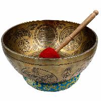 Buddhist Hand Beaten Jambati Singing Bowl, With Super Fine Etching Carving