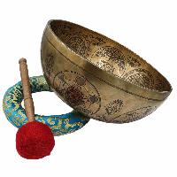 Buddhist Hand Beaten Jambati Singing Bowl, With Super Fine Etching Carving