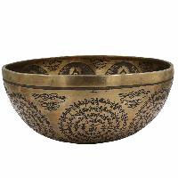 Buddhist Hand Beaten Jambati Singing Bowl, With Super Fine Etching Carving Of [amitabha Buddha]