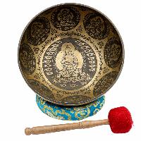 Buddhist Hand Beaten Jambati Singing Bowl, With Super Fine Etching Carving Of [amitabha Buddha]