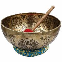 Buddhist Hand Beaten Jambati Singing Bowl, With Super Fine Etching Carving Of [dorje] Antique]