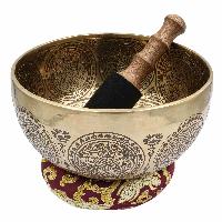 Buddhist Hand Beaten Jambati Singing Bowl, With Super Fine Etching Carving