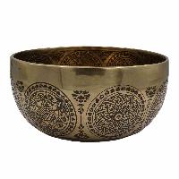 Buddhist Hand Beaten Jambati Singing Bowl, With Super Fine Etching Carving