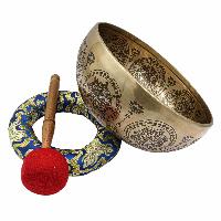 Buddhist Hand Beaten Jambati Singing Bowl, With Super Fine Etching Carving, [sri Yantra]