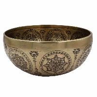 Buddhist Hand Beaten Jambati Singing Bowl, With Super Fine Etching Carving, [sri Yantra]