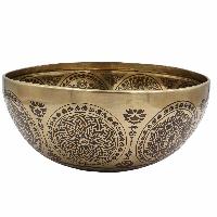 Buddhist Hand Beaten Jambati Singing Bowl, With Super Fine Etching Carving, [flower Design]