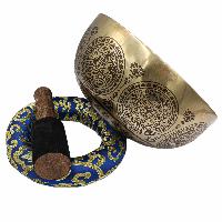 Buddhist Hand Beaten Jambati Singing Bowl, With Super Fine Etching Carving, [life Of Tree]