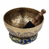 Buddhist Hand Beaten Jambati Singing Bowl, With Super Fine Etching Carving, [life Of Tree]