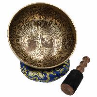 Buddhist Hand Beaten Jambati Singing Bowl, With Super Fine Etching Carving, [life Of Tree]