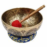 Buddhist Hand Beaten Jambati Singing Bowl, With Super Fine Etching Carving, [life Of Tree]