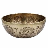 Buddhist Hand Beaten Jambati Singing Bowl, With Super Fine Etching Carving, [flower Design]