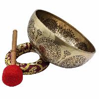 Buddhist Hand Beaten Jambati Singing Bowl, With Super Fine Etching Carving, [infinity Knot]