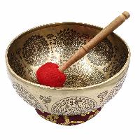 Buddhist Hand Beaten Jambati Singing Bowl, With Super Fine Etching Carving, [infinity Knot]