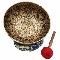 Buddhist Hand Beaten Jambati Singing Bowl, With Super Fine Etching Carving, [medicine Buddha]