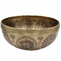 Singing Bbuddhist Hand Beaten Jambati Singing Bowl, With Super Fine Etching Carving, [flower Design]