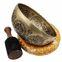 Singing Bbuddhist Hand Beaten Jambati Singing Bowl, With Super Fine Etching Carving, [flower Design]