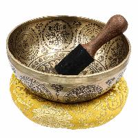 Buddhist Hand Beaten Jambati Singing Bowl, With Super Fine Etching Carving, [chenrezig]