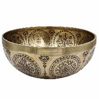 Buddhist Hand Beaten Jambati Singing Bowl, With Super Fine Etching Carving, [chenrezig]