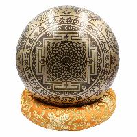 Buddhist Hand Beaten Jambati Singing Bowl, With Super Fine Etching Carving, [flower Design]