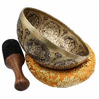 Buddhist Hand Beaten Jambati Singing Bowl, With Super Fine Etching Carving, [flower Design]