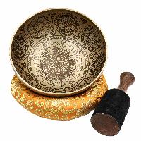 Buddhist Hand Beaten Jambati Singing Bowl, With Super Fine Etching Carving, [flower Design]