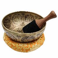 Buddhist Hand Beaten Jambati Singing Bowl, With Super Fine Etching Carving, [flower Design]