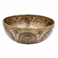 Buddhist Hand Beaten Jambati Singing Bowl, With Super Fine Etching Carving, [flower Design]