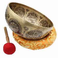 Buddhist Hand Beaten Jambati Singing Bowl, With Super Fine Etching Carving, [flower Design]