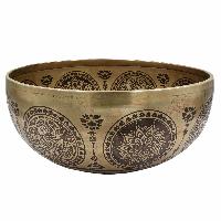 Buddhist Hand Beaten Jambati Singing Bowl, With Super Fine Etching Carving, [flower Design]