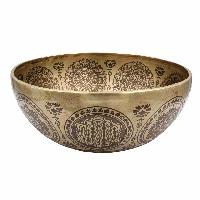 Buddhist Hand Beaten Jambati Singing Bowl, With Super Fine Etching Carving