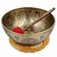 Buddhist Hand Beaten Jambati Singing Bowl, With Super Fine Etching Carving, [yoga Man]