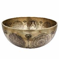 Buddhist Hand Beaten Jambati Singing Bowl, With Super Fine Etching Carving, [yoga Man]