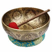 [old] Buddhist Hand Beaten Jambati Singing Bowl, With Super Fine Etching Carving, [antique], [amitabha Buddha]