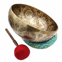 [old] Buddhist Hand Beaten Jambati Singing Bowl, With Super Fine Etching Carving, [antique], [amitabha Buddha]