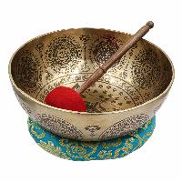 Buddhist Hand Beaten Jambati Singing Bowl, With Super Fine Etching Carving, [kali]