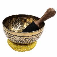 Buddhist Hand Beaten Jambati Singing Bowl, With Super Fine Etching Carving, [life Of Tree]